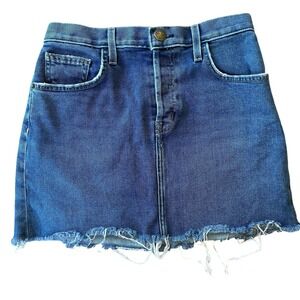 Current/Elliott Denim Mini Skirt Size 27 Western Boho Festival Grunge Distressed